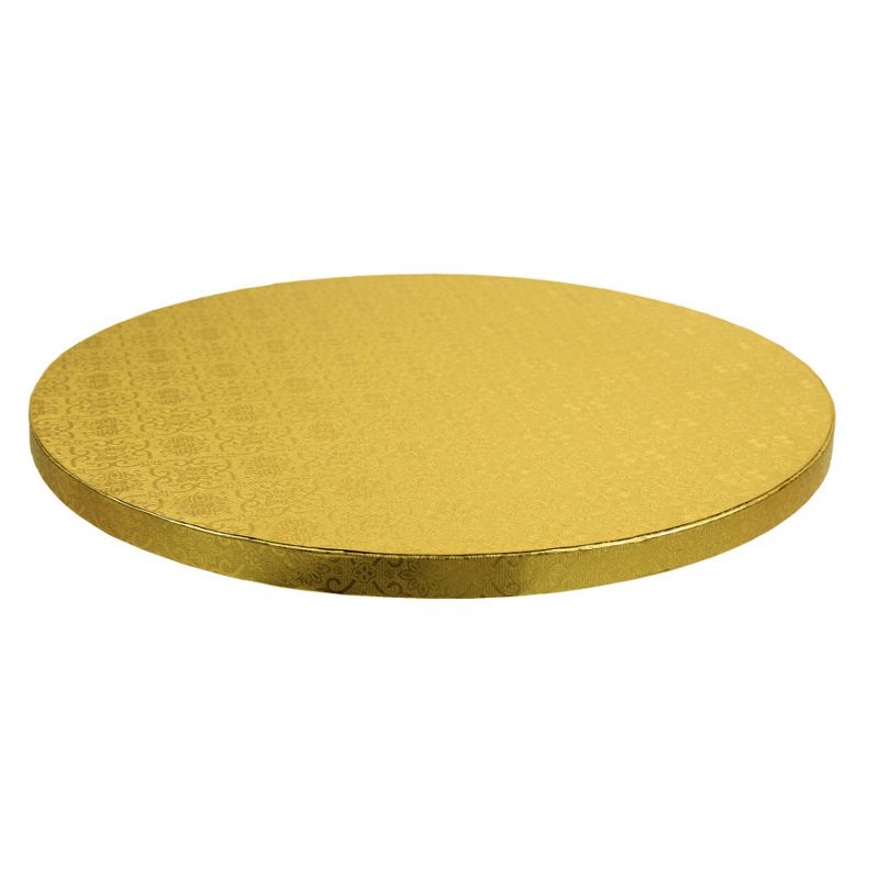 O'Creme Round Gold Cake Drum Board, 14" x 1/2" High, Pack of 5, 3 of 4