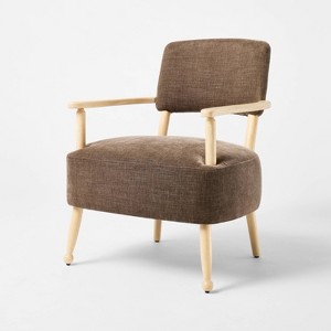 Corallina Upholstered Wooden Accent Chair Brown - Threshold™ designed with Studio McGee - 1 of 4