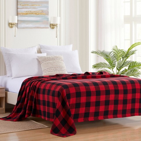 Buffalo Plaid Red and Black - Large Square Plaid Flannel 100% Cotton Fabric