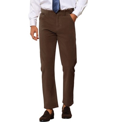 Lars Amadeus Men's Slim Straight Flat Front Work Office Corduroy Trousers