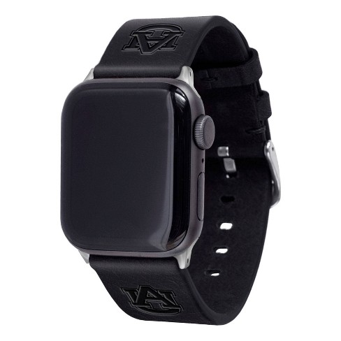 Ncaa Auburn Tigers Apple Watch Compatible Leather Band Black