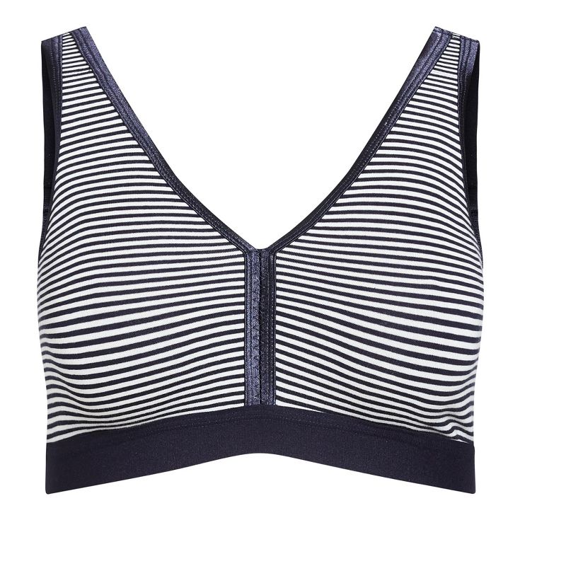 Women's Plus Size Fashion Cotton Print Bra - indigo stripe | AVENUE, 3 of 4