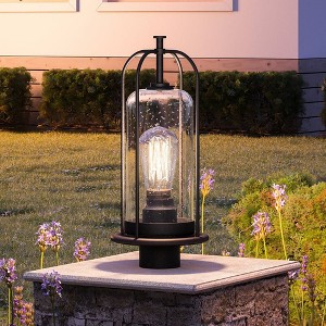 Urban Ambiance Luxury Farmhouse Outdoor Post Light 18.25''H x 8.125''W,  Midnight Black Finish,  Henderson Collection, UHP1304 - 1 of 4