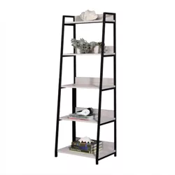 67" Wendral Bookshelf with 5 Open Compartment Natural/Black - Acme Furniture