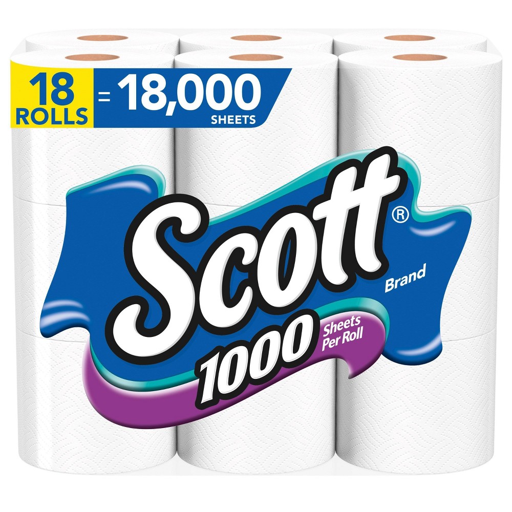 Scott Unscented Bathroom Tissue, 1000 sheets, 18 rolls
