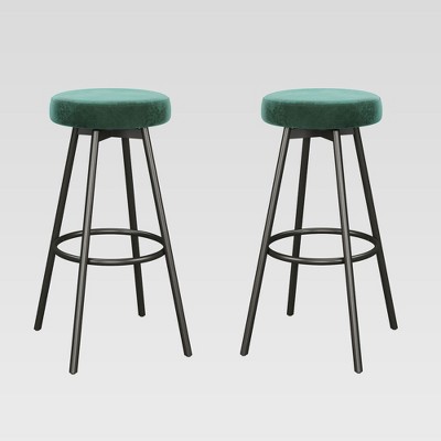 Set of 2 Modern Glam Backless Velvet Swivel Barstools - Saracina Home