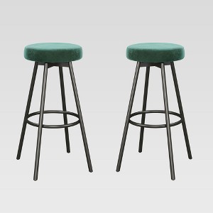 Set of 2 Modern Glam Backless Velvet Swivel Barstools - Saracina Home - 1 of 4
