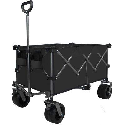 YONWAY Foldable Utility Wagon with All-Terrain Wheels,Heavy-Duty Steel Frame Collapsible Cart,Large Capacity Outdoor Garden Wagon