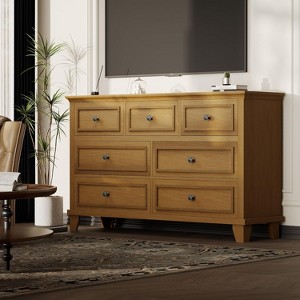 7 Drawer Dresser,Large Wooden Storage Chest of Drawers with Exquisite Metal Handles - 1 of 4