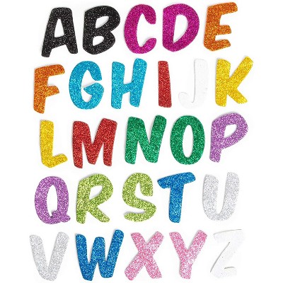 Bright Creations 130-Pack Glitter Foam Alphabet Letter Stickers for Kids, A-Z in 13 Colors (1.75 x 1.25 in)