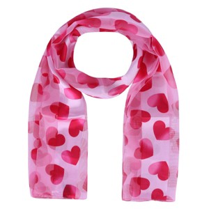CTM Women's Lightweight Satin Valentine's Bold Heart Print Scarf - 1 of 4