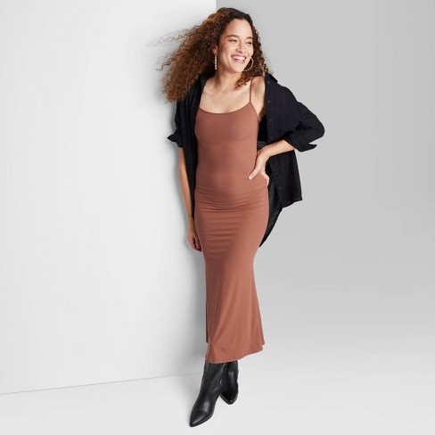 Women's Ribbed Maxi Slip Value Dress - Wild Fable™ Brown Xl : Target