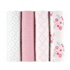 Luvable Friends Baby Girl Cotton Flannel Receiving Blankets, Floral 4-Pack, One Size - 2 of 2