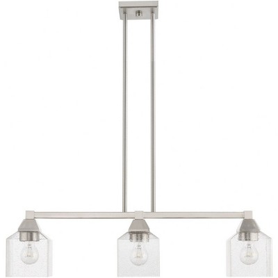 Aragon Brushed Nickel 3-Light Linear Chandelier with Clear Seeded Glass