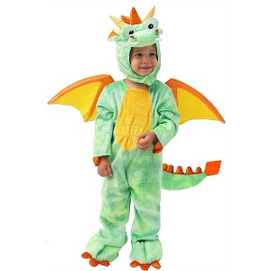 Joyfy Toddler's Halloween Dragon Costume, Green Dinosaur Costume with Wings for Baby Kids Halloween Dress Up Party - 1 of 4