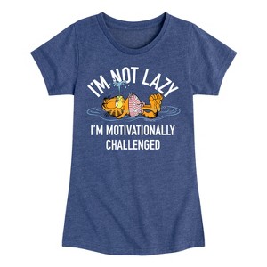 Girls' - Garfield - Not Lazy Fitted Short Sleeve Graphic T-Shirt - 1 of 4