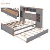 Full Size Wooden Bed With All-in-One Cabinet Shelf and Sockets  Twin Size Trundle  Gray - 2 of 4
