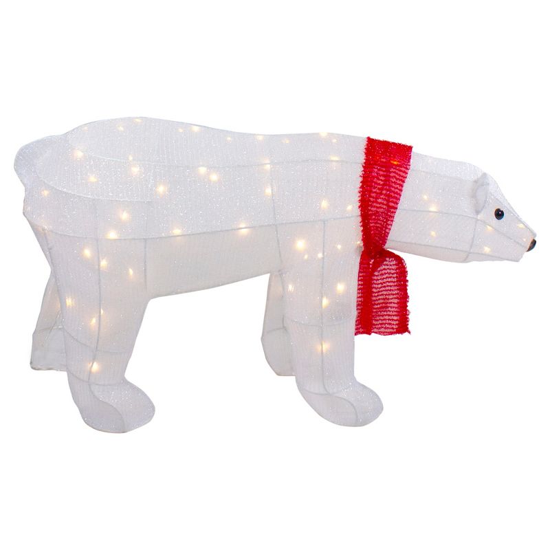 Northlight 32" LED Lighted Tinsel Polar Bear Outdoor Christmas Decoration, 4 of 9