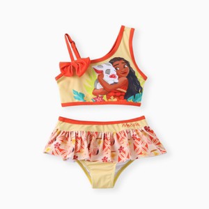 Disney Princess Moana Girls Tankini Swimsuit Set One Shoulder Bow Top and Tropical Skirted Bottom Two-Piece Swimwear Set - 1 of 4