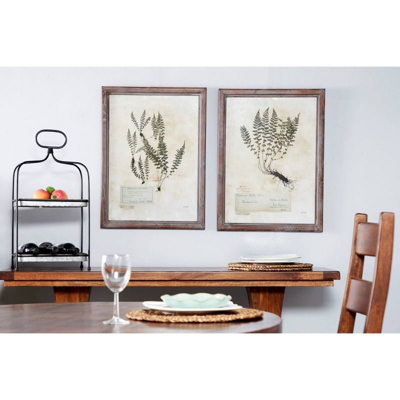 Farmhouse Wood Leaf Framed Wall Art with Brown Frame Set of 2 Light Brown - Olivia &#38; May, 2 of 10