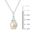 EVERLY JEWELRY | Sterling Silver 1/5 CT TGW Aquamarine And 8 - 8.5 MM White Freshwater Cultured Pearl Fashion Pendant With Chain, 18-inch - 2 of 4