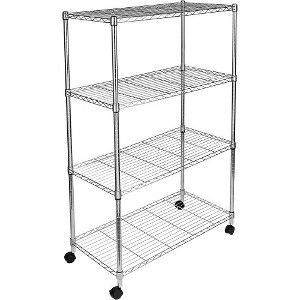 FONTOI Storage Racks, Shelving Unit with Adjustable Height, 4-Tier Wire Storage Organizers with Wheels for Garage Kitchen, Sliver, 35.42"*62.5"*17.7" - 1 of 4