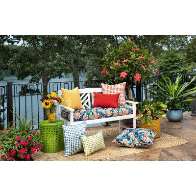 Paisley Party Blue and Multicolor Outdoor Throw Pillows Set
