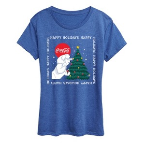Women's - Coca-Cola - Happy Holidays Bears And Tree Short Sleeve Graphic T-Shirt - 1 of 4