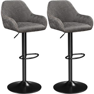 Yaheetech 2pcs Upholstered Adjustable Height, Swivel Bar Stools Set - 1 of 4
