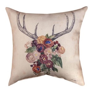 Manual Woodworkers & Weavers Botanical Floral Bird 18-Inch Decorative Pillow for Living Room - 1 of 3