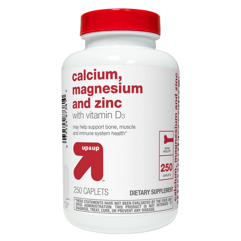 Photos - Vitamins & Minerals Calcium Magnesium & Zinc Dietary Supplement Coated Caplets - 250ct - up &