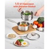 VEVOR 1.5QT Saucepan with Steamer,Stainless Steel Saucepan with Glass Lid,Multipurpose Nonstick Stainless Steel Sauce Pot with Ergonomic Handle,Silver - 3 of 4