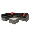 ELJGET 5PCS Outdoor Patio Wicker Furniture Set for 6 Person Cushioned Sectional Sofa Coffee Table Black Cushion - 4 of 4