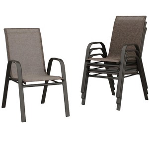 4 PCS Stackable Dining Chairs, Stacking Chairs with Breathable Textilene Fabric & Metal Frame, Outdoor Dinning Seats for Patio, Deck, Backyard - 1 of 4