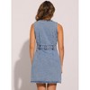 INSPIRE CHIC Women's Sleeveless Button Down V Neck Pockets Work Office Casual Mini Denim Dress - 3 of 4