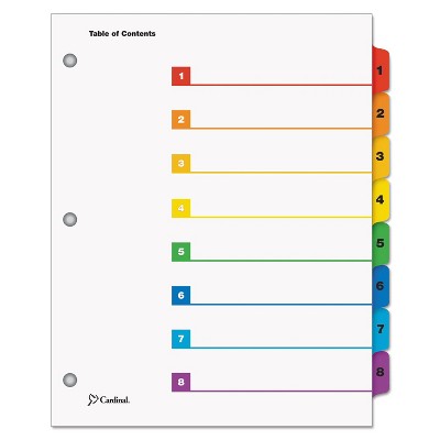 Cardinal Traditional OneStep Index System 8-Tab 1-8 Letter Multicolor 1 Set 60818