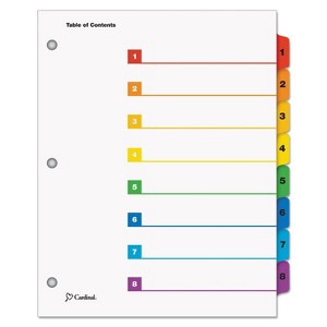Cardinal Traditional OneStep Index System 8-Tab 1-8 Letter Multicolor 1 Set 60818 - 1 of 2