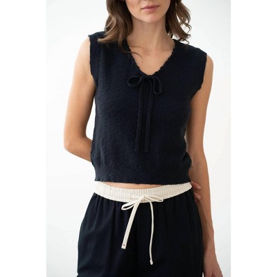 Women's V-Neck Knit Vest - Elle Grey