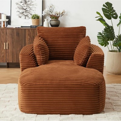 Dolonm 64.6" Deep Seat Recliner,Compressed Boneless Sofa, Corduroy Material, No Installation, for Living Room Bedroom