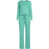 Lands' End Women's Knit Pajama Set Long Sleeve T-Shirt and Pants - 3 of 3