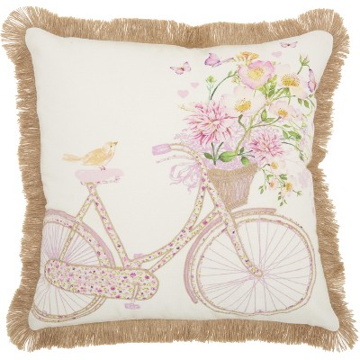 Mina Victory Life Styles Bicycle Multicolor Throw Pillow - 18" x 18"