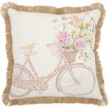 Mina Victory Life Styles Bicycle Multicolor Throw Pillow - 18" x 18"