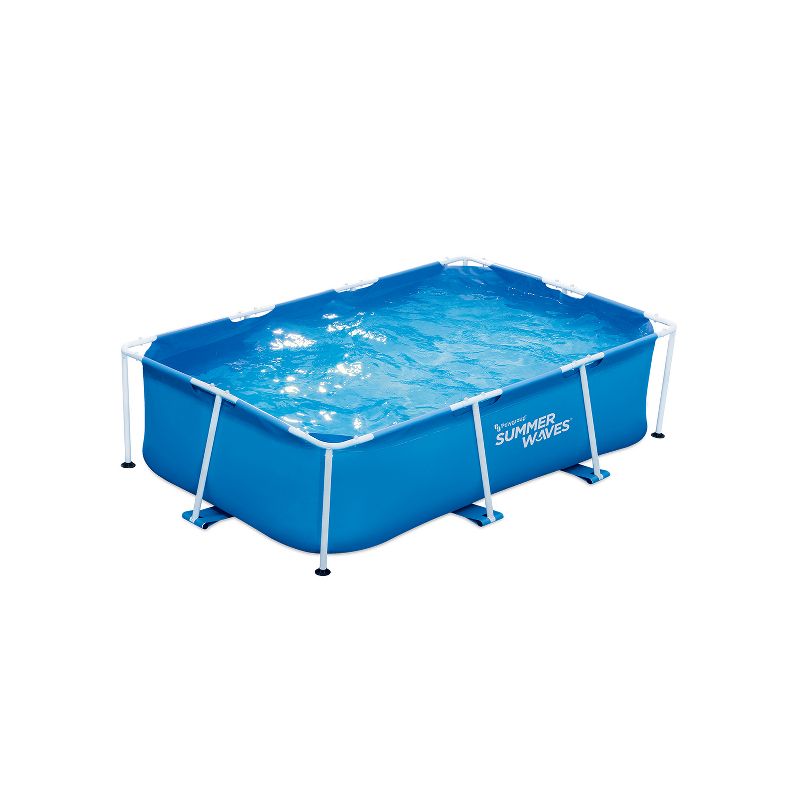 Summer Waves P30509260 8.5 x 5.25 Foot 26 Inch Deep Rectangular Small Metal Frame Above Ground Family Backyard Swimming Pool, Blue, 1 of 4