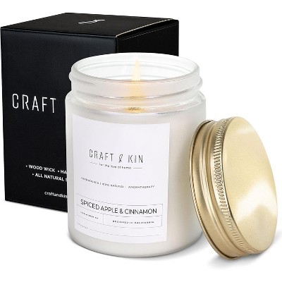 Craft & Kin Spiced Apple & Cinnamon Scented Candle 8 Oz 45 Burning Hour