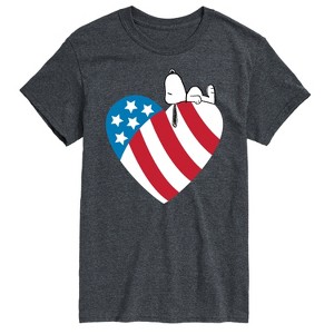 Men's - Peanuts - Snoopy On Flag Heart Short Sleeve Graphic T-Shirt - 1 of 4