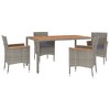 vidaXL Patio Dining Set with Cushions Outdoor Dinner Armchair Gray Poly Rattan - 59.1" Table Length 4 Items - 3 of 4