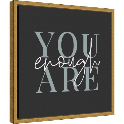 Wild Apple Portfolio Slate Gray Canvas Typography Art with Gold Frame 16 x 16-in.