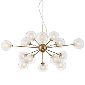 Possini Euro Design Spheres Antique Brass Chandelier 30" Wide Mid Century Modern Sputnik Glass Shade 15-Light Fixture for Dining Room Kitchen Island - 1 of 4