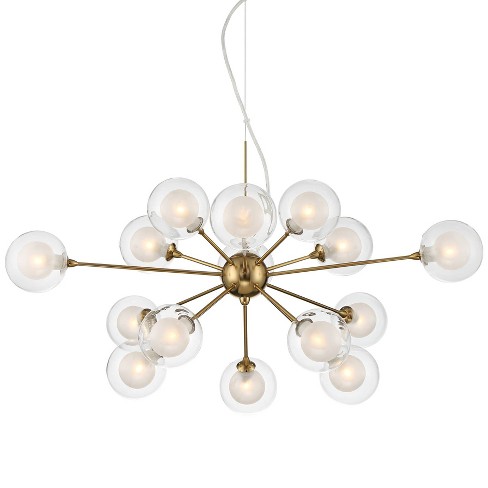 Modern Mid-century Brass Crystal Sputnik Chandelier