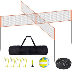VEVOR 4-Way Volleyball Net, Adjustable Height Badminton Net Set for Backyard Beach Lawn, Outdoor Portable Volleyball Net with Carrying Bag - 1 of 4